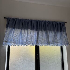 Blue Embroidered Valance Curtain